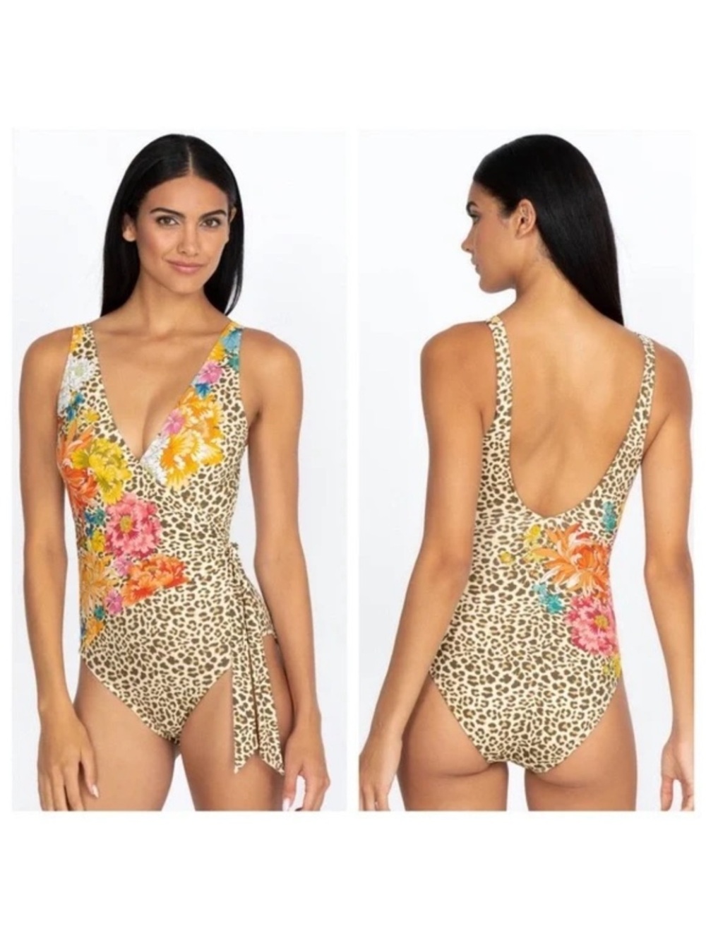 NWT! Johnny Was Leopard Wrap One Piece Swimsuit Retail $198 Sz 2x